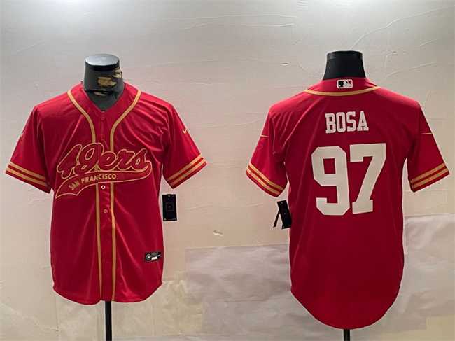 Mens San Francisco 49ers #97 Nick Bosa Red Cool Base Stitched Baseball Jersey